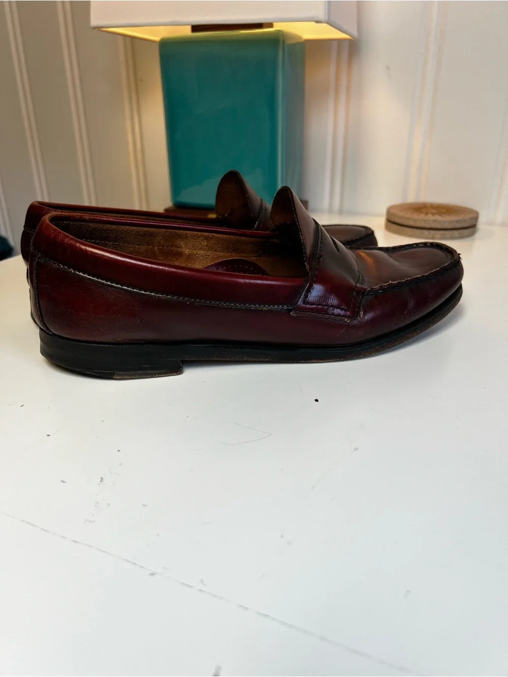 Vintage GH Bass Weejuns Oxblood Burgundy Leather Penny Loafers Made in USA 8 men
